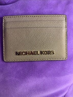 Michael Kors Gold Saffiano Leather Card Holder